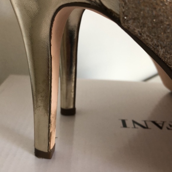 Alfani Fairfax Gold Glitter Platform Open Toe Heels - Picture 8 of 15